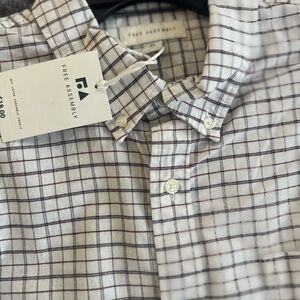 Men's White and Black Checkered Shirt